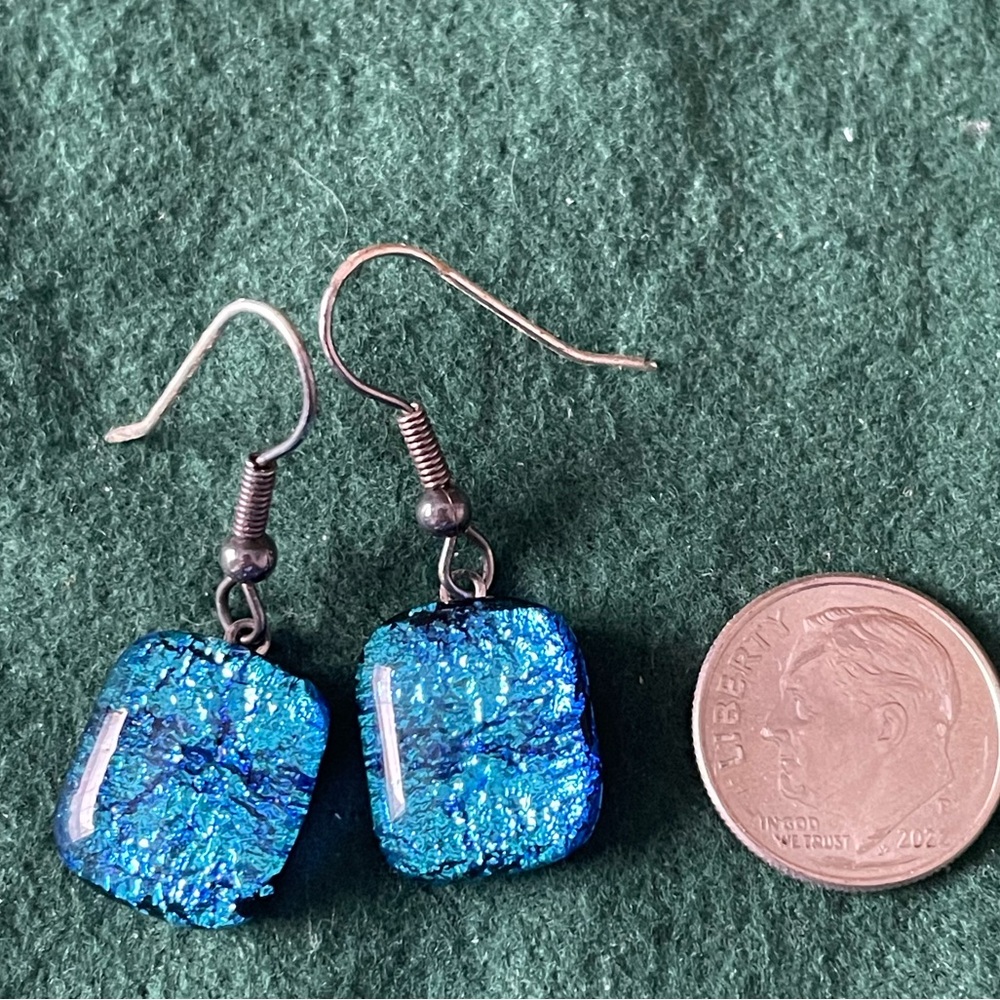 Blue Glass Dangle Earrings